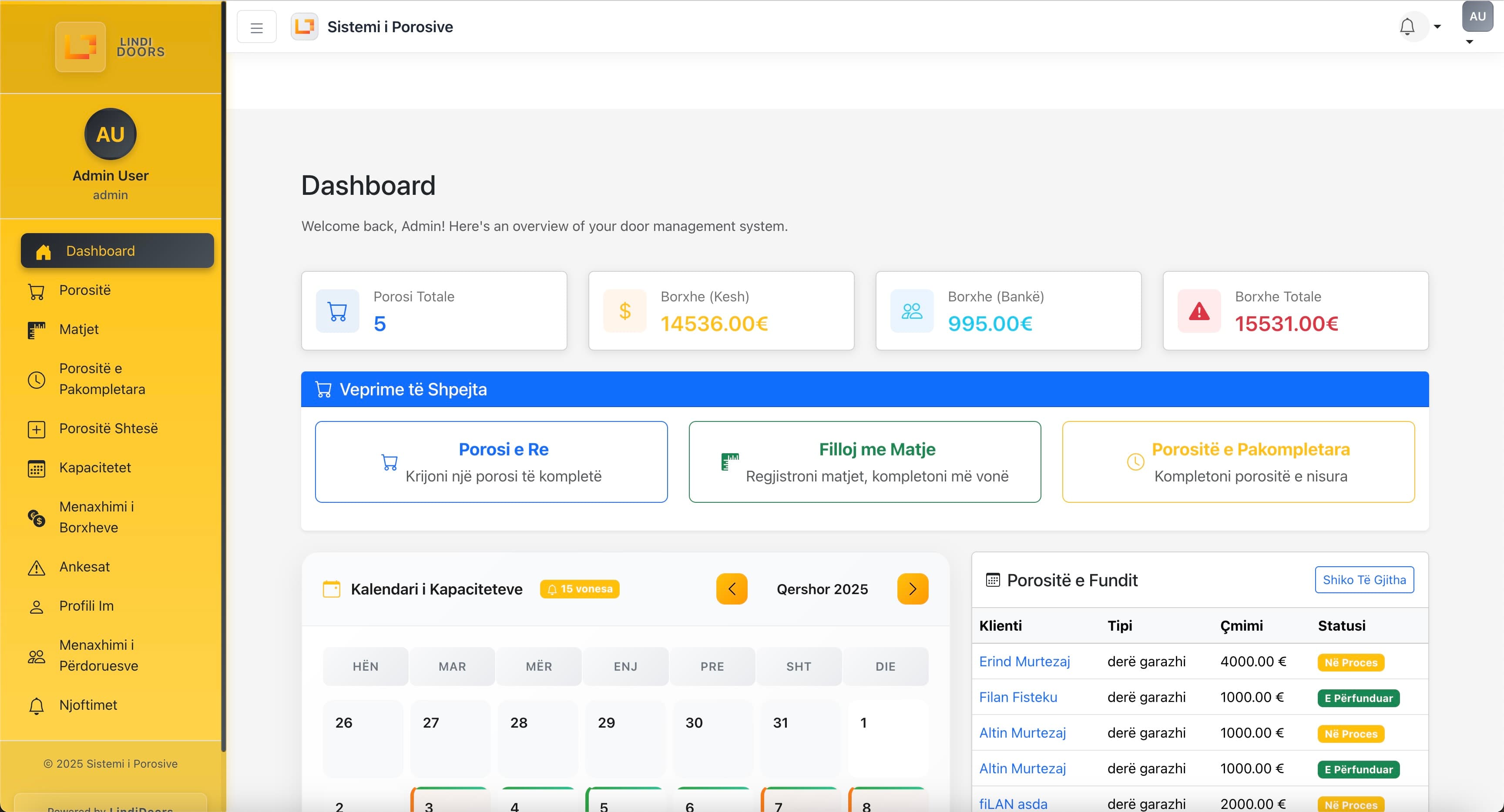 LindiDoors interface
